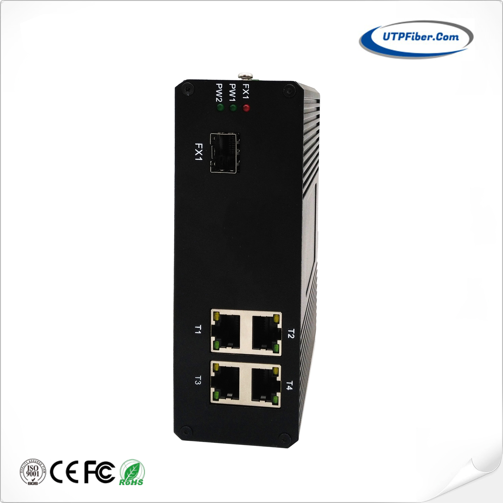 Unmanaged Industrial 4-Port 10/100/1000T 802.3at PoE + 1-Port 1000X Gigabit Ethernet Switch