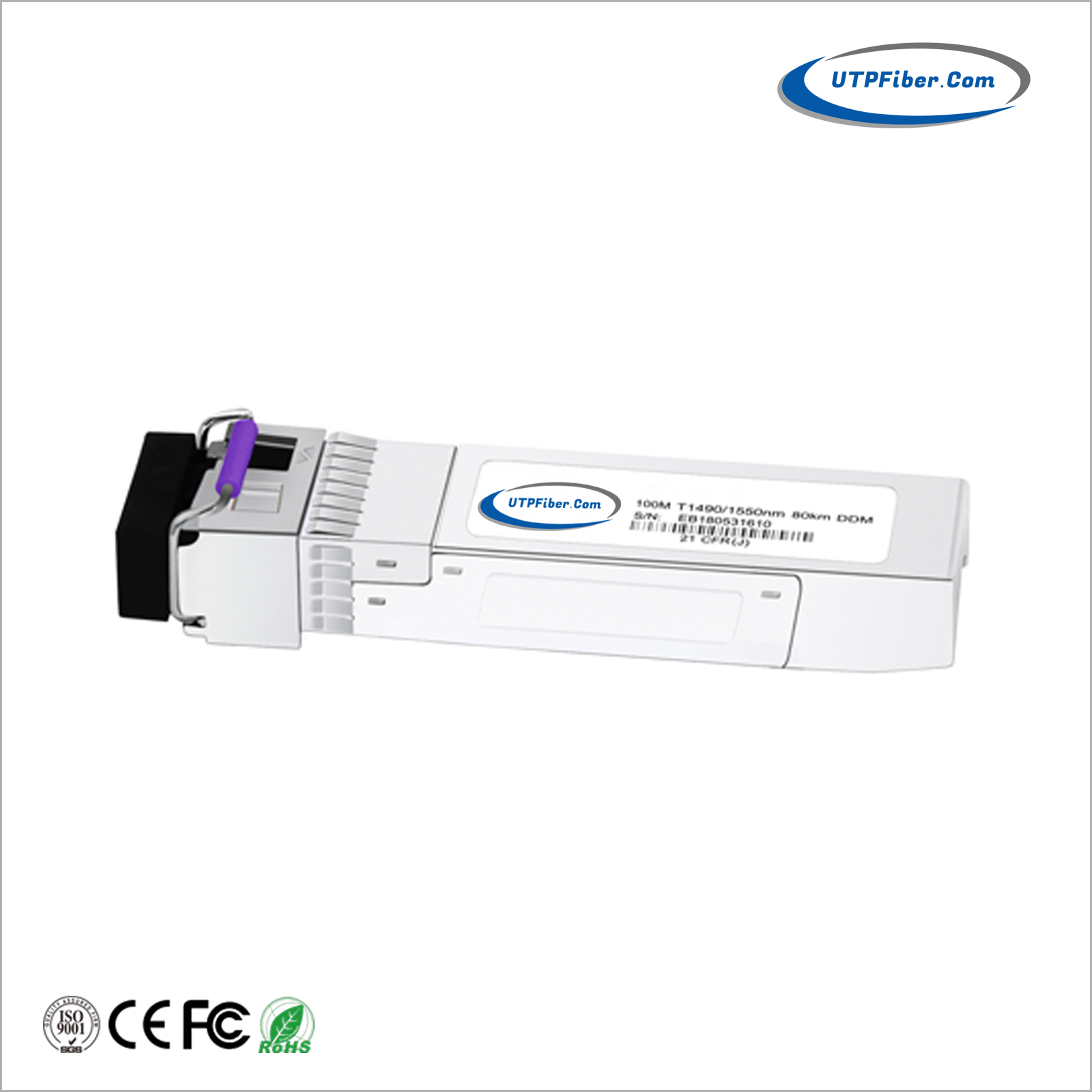 100BASE-BX SFP 1550nm-TX/1490nm-RX 80km Transceiver