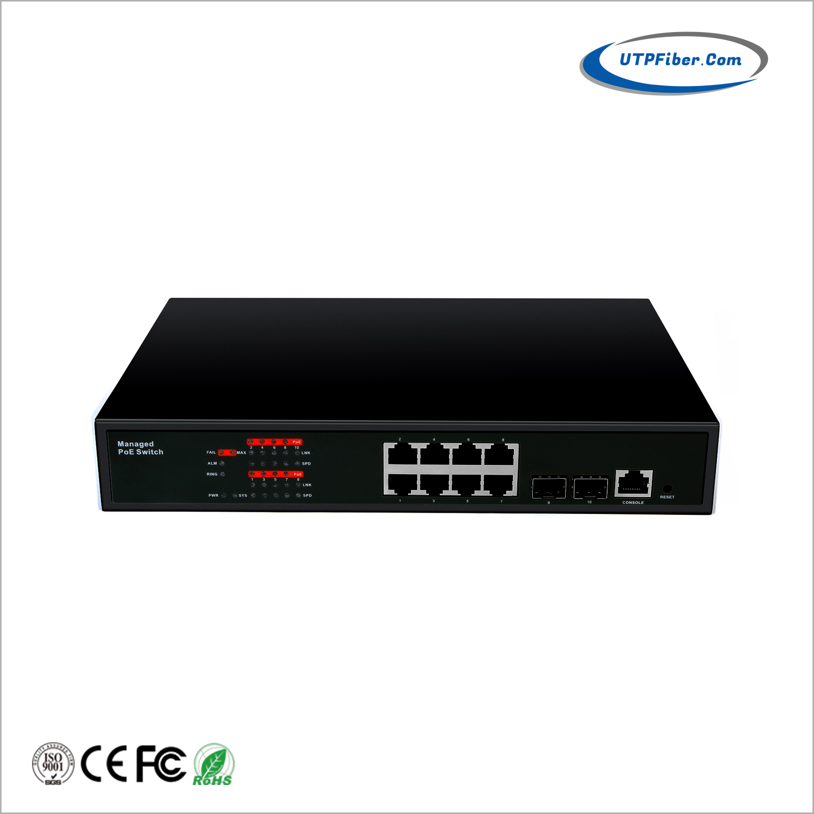Managed 8-Port 10/100/1000T 802.3at PoE + 2-Port 100/1000X SFP Ethernet Switch