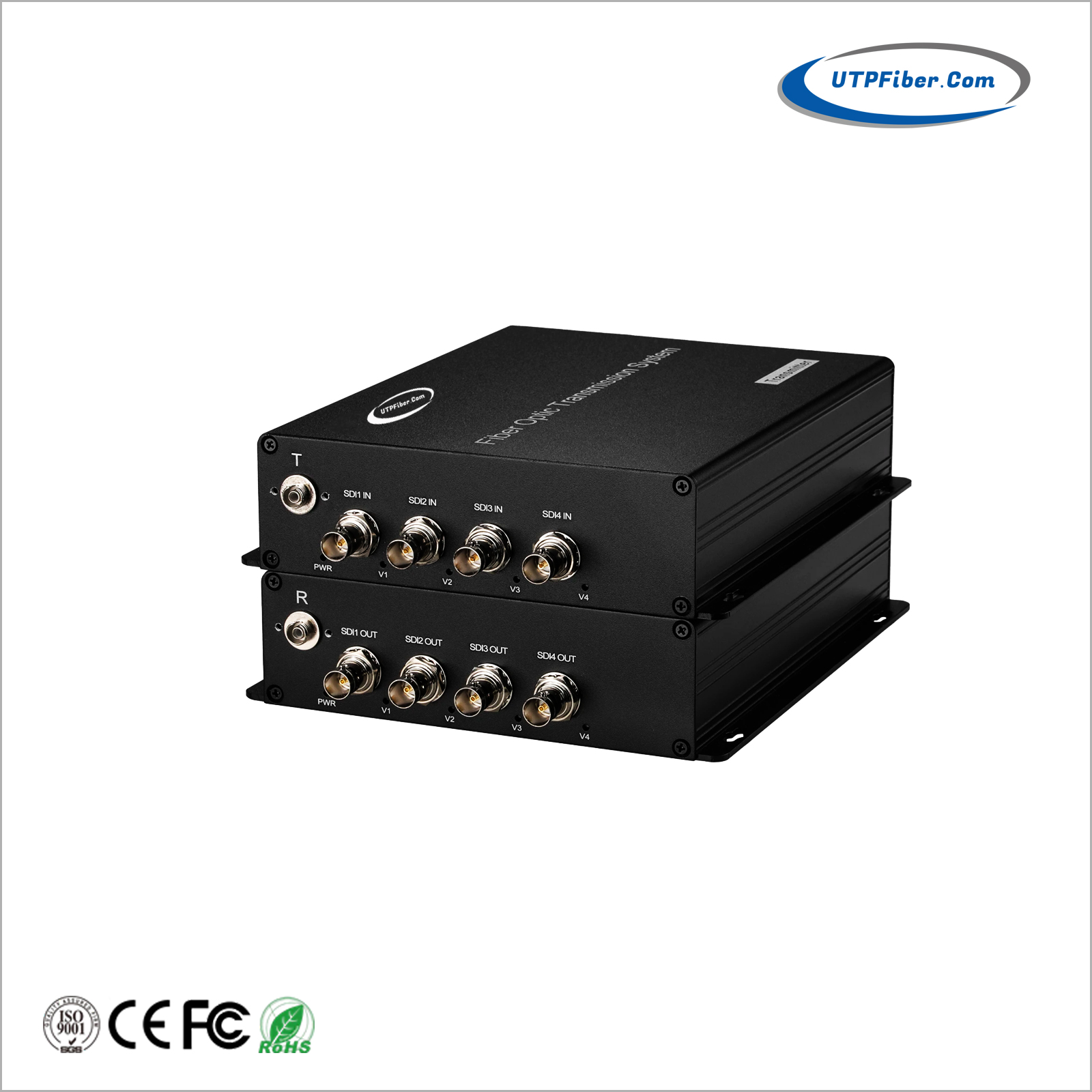 4-Channel 3G/HD/SD-SDI over 1 Fiber Optic Extender, Broadcast Quality, Single-Mode up 20Km