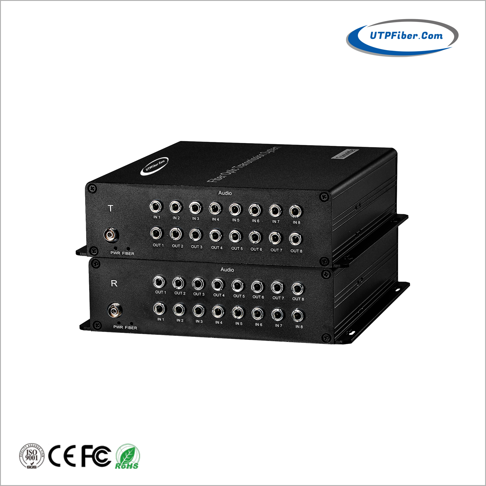 8-Channel Bi-Directional 3.5mm Stereo Audio over Fiber Optical Converter