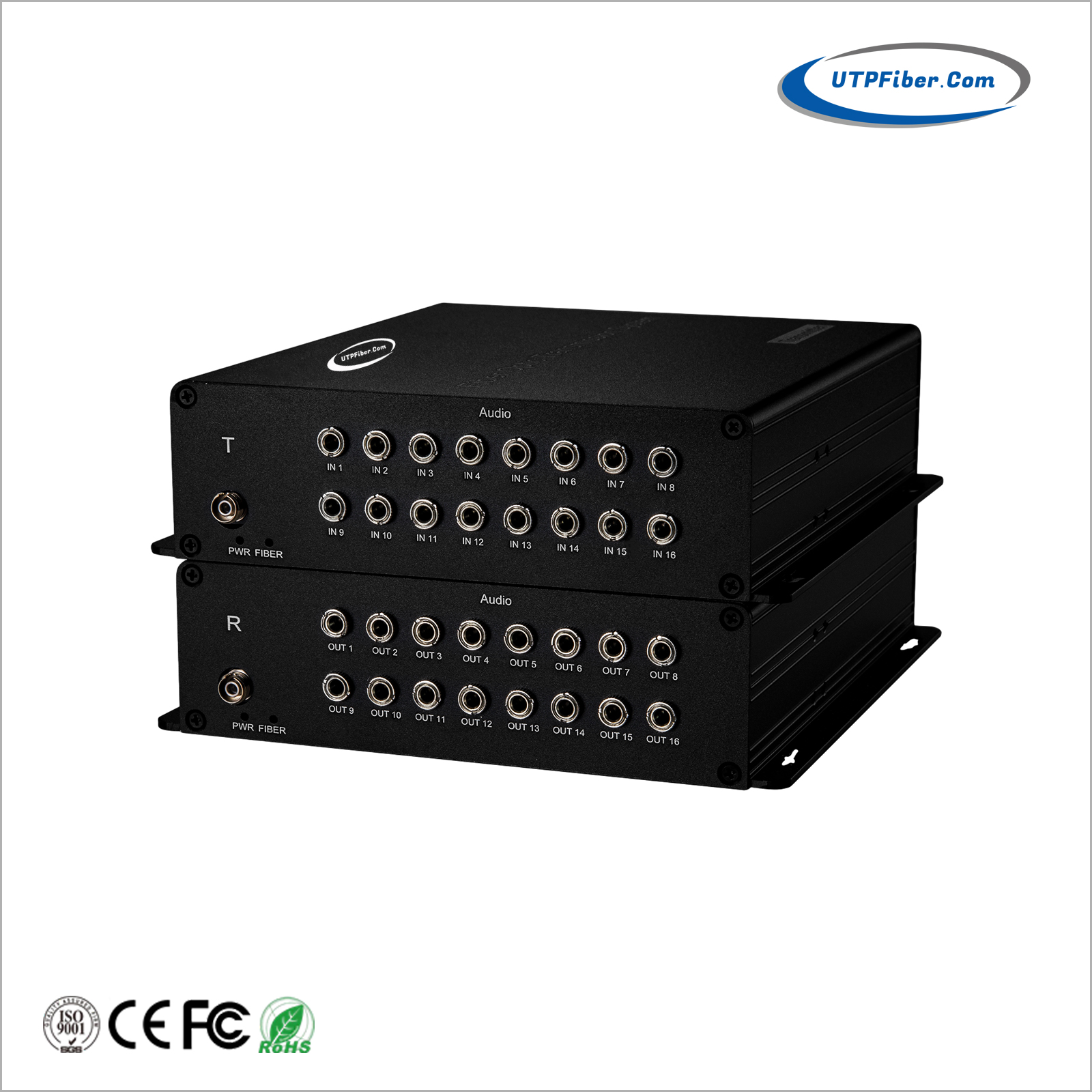 16-Channel 3.5mm Stereo Audio over Fiber Optical Converter