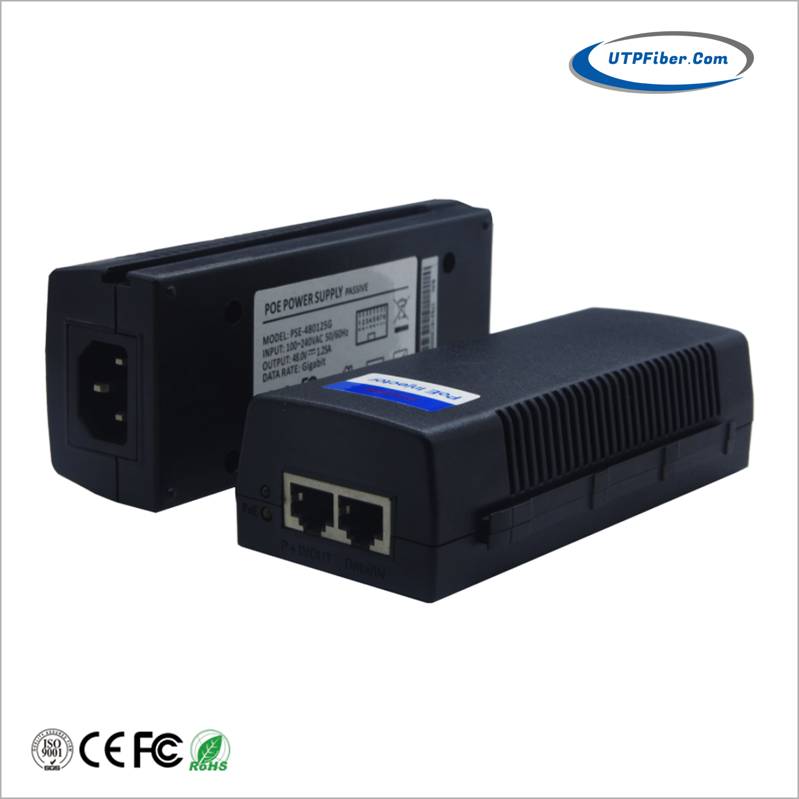 10M/100M/1G/2.5G/5G/10Gbps Multi-Gigabit 30W 802.3at PoE+ Injector
