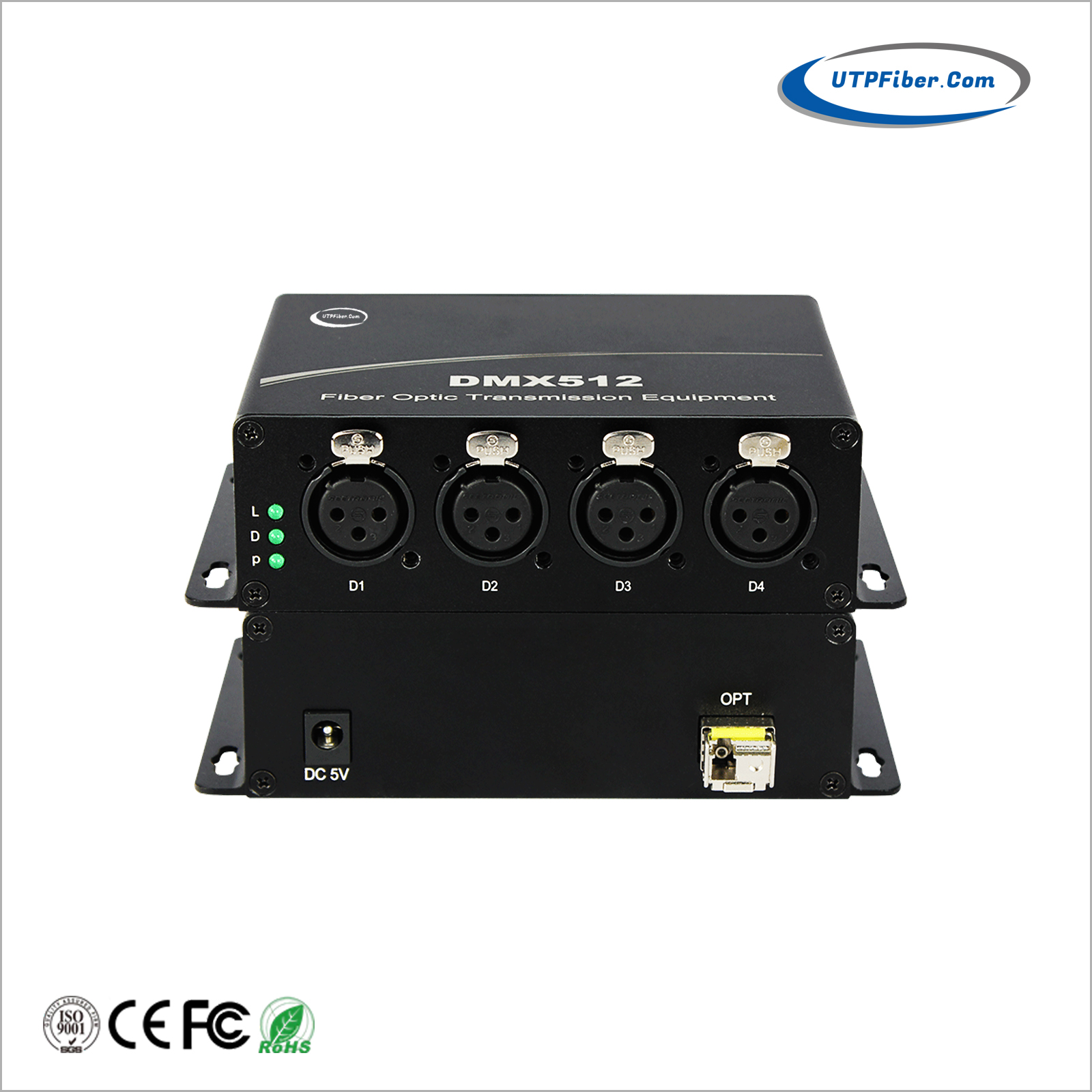 4-Channel DMX512 over Fiber Optic Converter