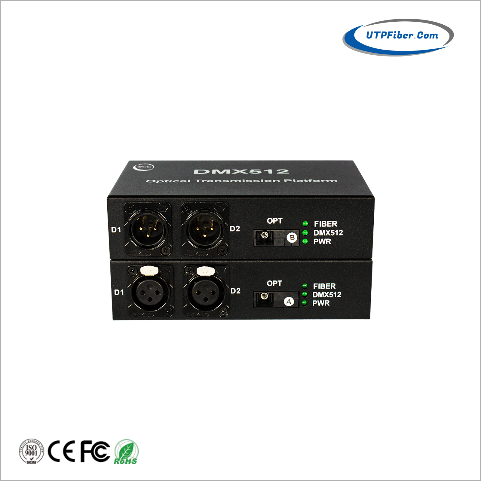 2-Channel DMX512 over Fiber Optic Converter