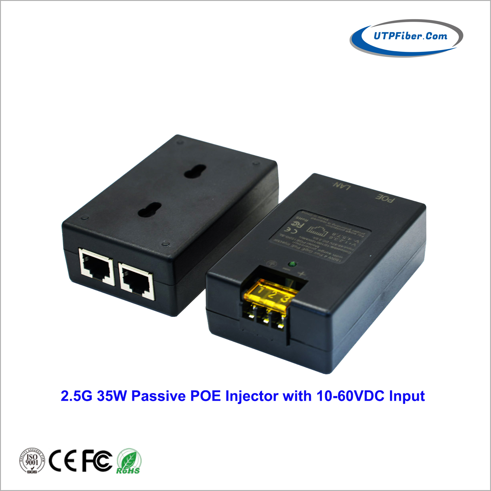 2.5G 35W Passive PoE Injector with 10-60VDC Input
