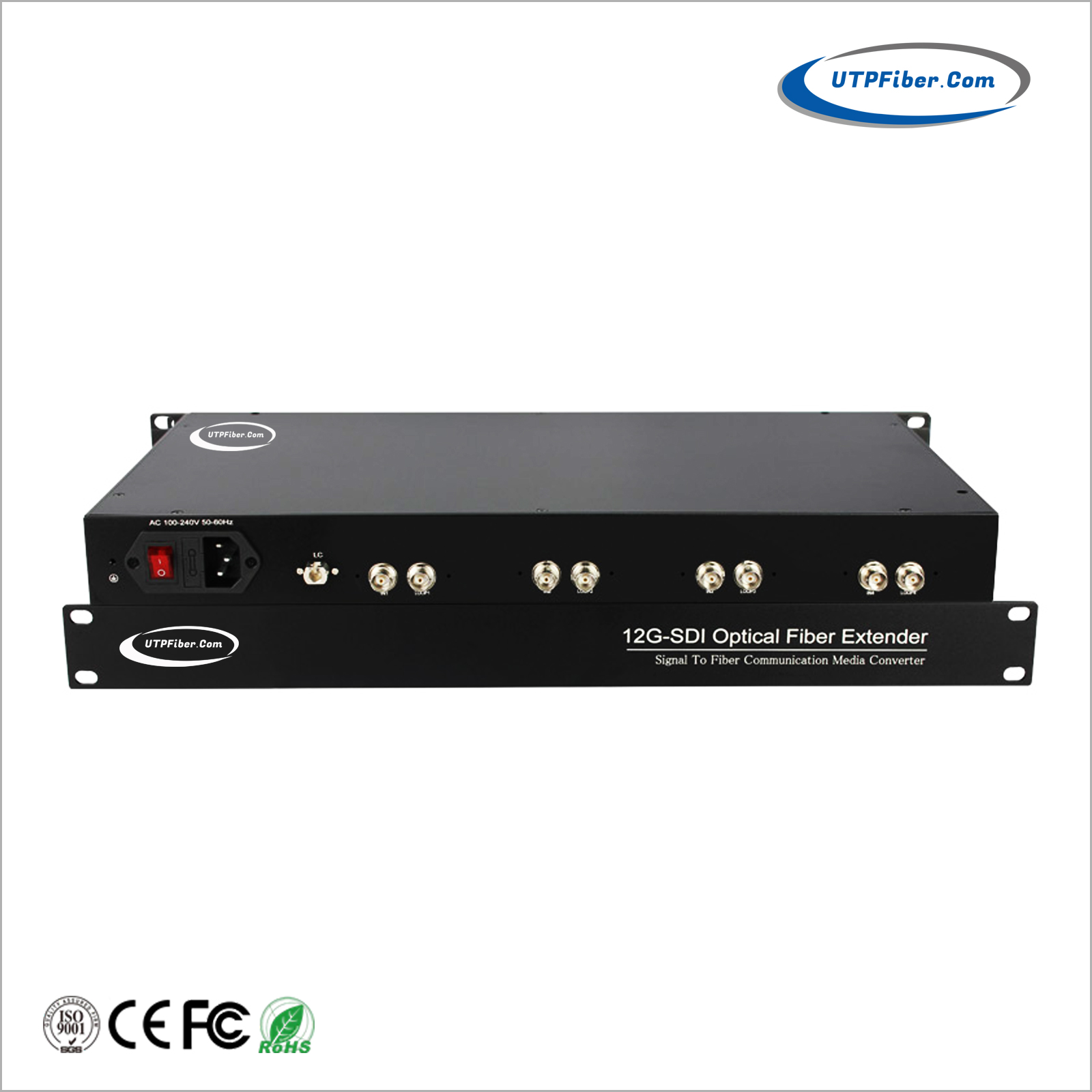 4-Channel 12G-SDI over 1 Fiber Optic Extender with Loop Out