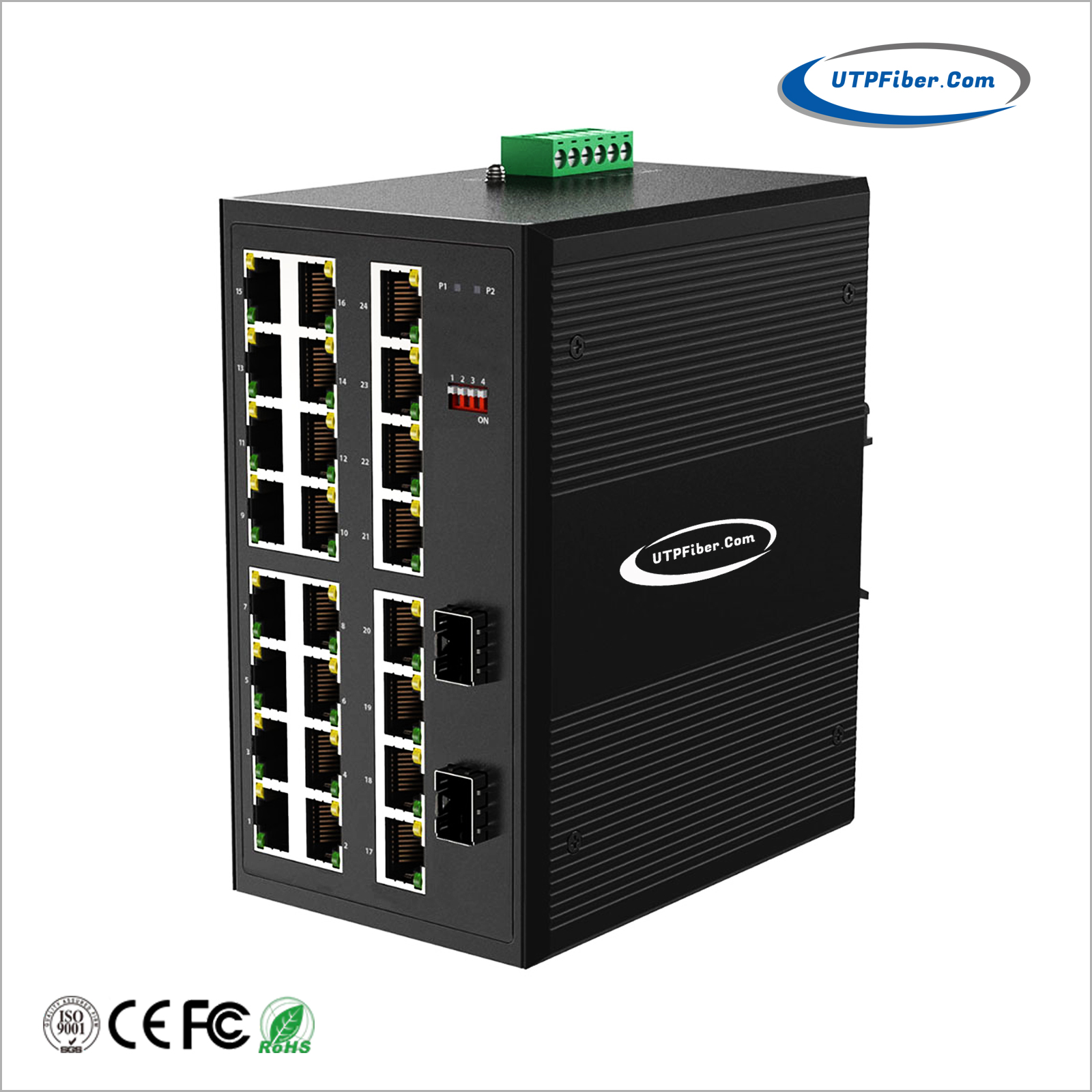 Industrial 24-Port 10/100/1000T + 2-Port 100/1000X SFP Ethernet Switch